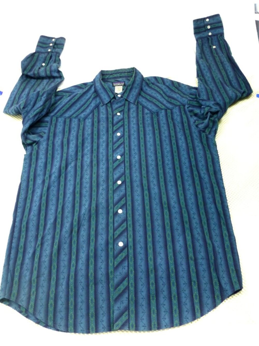 VTG Patagonia Rhythm Highball Snap Shirt Mens Western Shirt  L Long Sleeve
